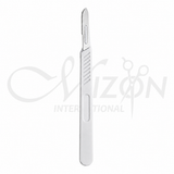 Mizon EO-sterilized disposable scalpel knife with stainless-steel blade and textured white plastic handle