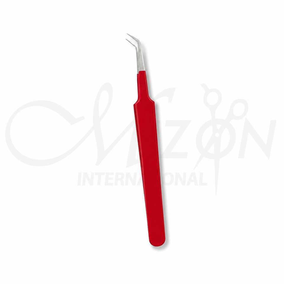 Flame Lash Tweezers Red 304 Stainless Steel Ultra Fine Precision Eyelash Extension Tweezer by Mizon International