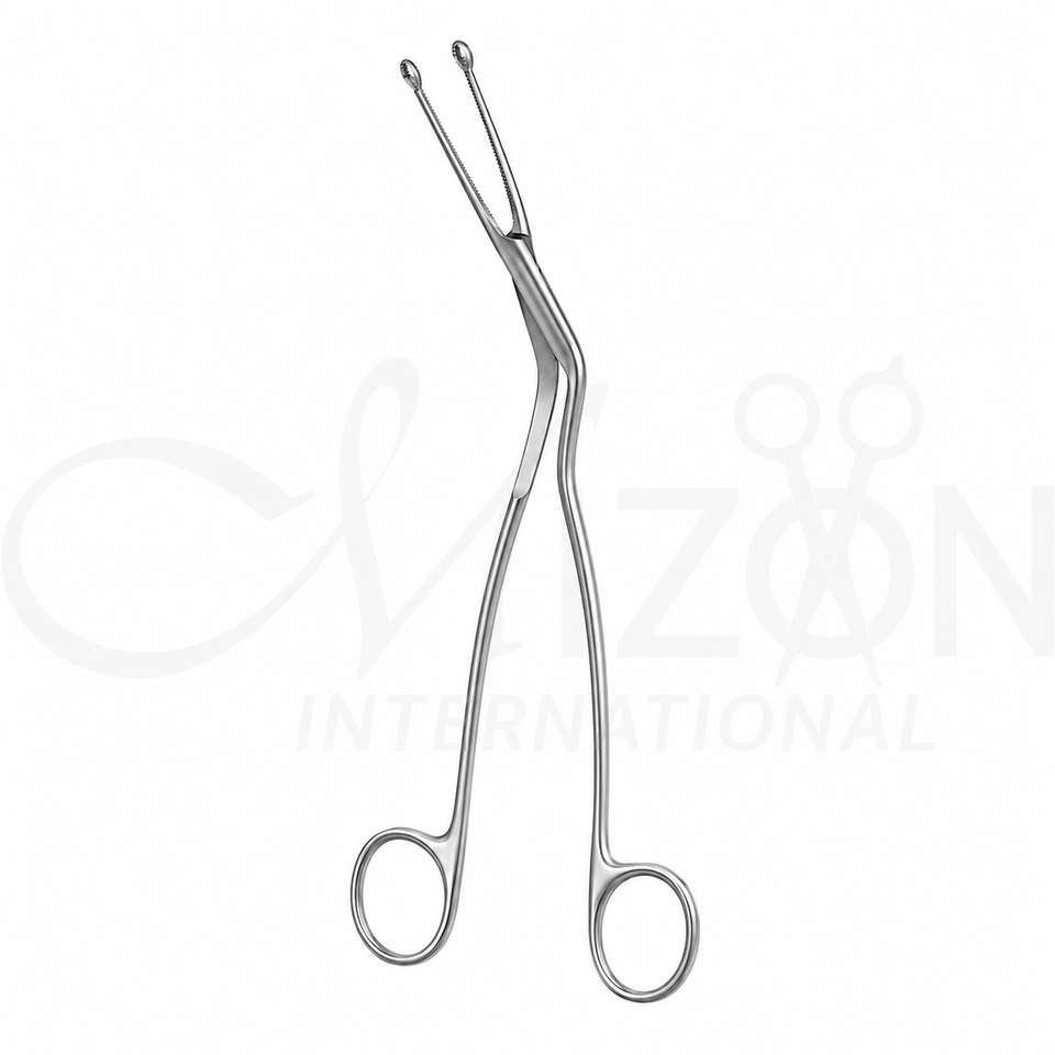 Foerster Forceps 10 Inch Curved Narrow Serrated Long Stainless Steel Sponge Holding Forceps by Mizon International