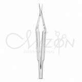 Mizon International Foldable Lens Cutter Scissors featuring lightweight titanium construction, foldable design, precision cutting blades, and professional ophthalmic instrument handling.