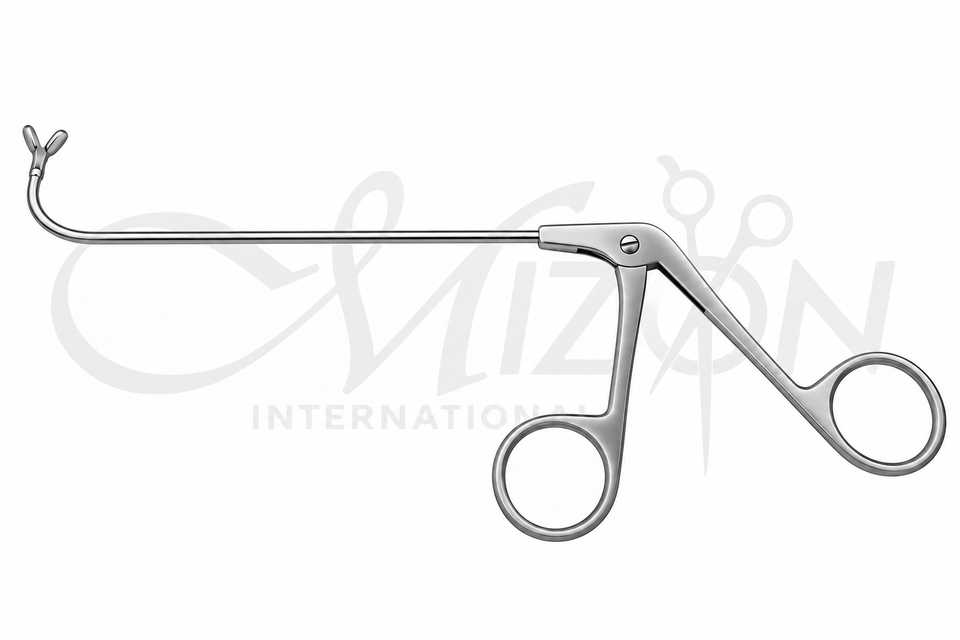 Mizon International Frontal Sinus Recess Giraffe Forceps vertical jaws curved up 45 degree 145mm 235mm ENT surgical instrument