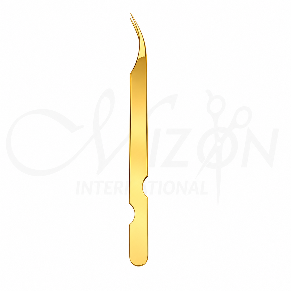 Gold Classic Crane Lash Tweezers 13.5cm Stainless Steel Precision Eyelash Extension Tweezer by Mizon International