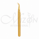 Gold Curved Precision Eyelash Tweezers 13.5cm Stainless Steel Lash Extension Tweezer by Mizon International