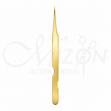 Gold Super Straight Lash Tweezers 13.5cm Stainless Steel Precision Eyelash Extension Tweezer by Mizon International