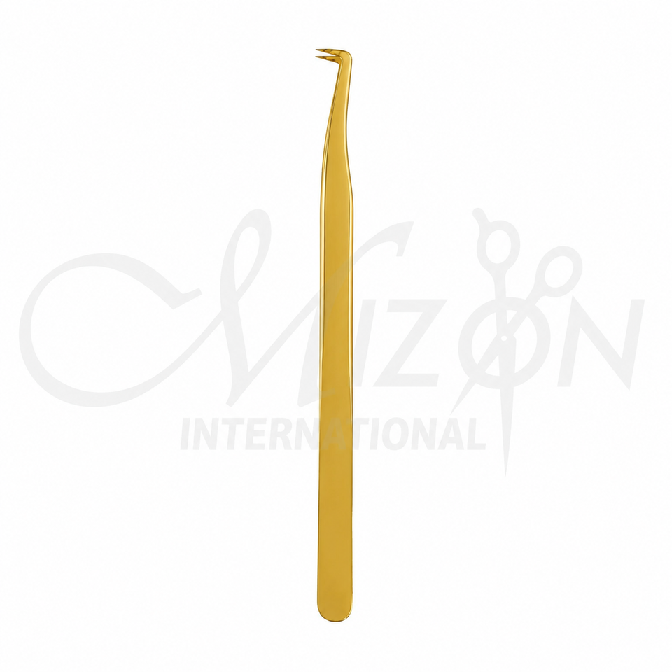 Gold Ultra Fine Pin Point Lash Tweezers 12.5cm Stainless Steel Eyelash Extension Tweezer by Mizon International