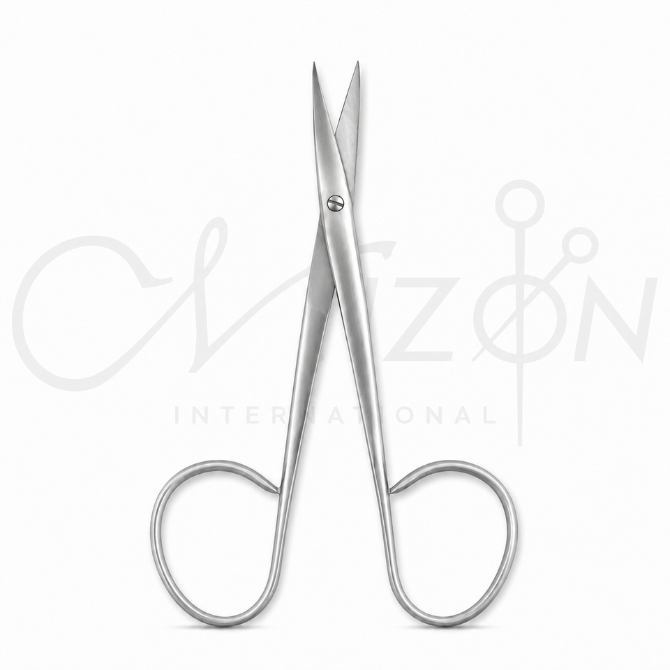 Mizon International Gradle Scissors Ophthalmic Instrument featuring precision cutting blades, surgical-grade stainless steel construction, ergonomic handling, and professional design for delicate eye procedures.