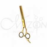 Hair Thinning Scissors 6 Inch Gold Titanium Coated Stainless Steel Professional Barber Shears by Mizon International