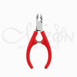Red Half Jaw Spring Cuticle Nipper Stainless Steel Professional Manicure Tool by Mizon International