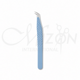 High Precision Blue Lash Tweezers 304 Stainless Steel Curved Eyelash Extension Tweezer by Mizon International