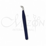 High Precision Navy Blue Lash Tweezers 304 Stainless Steel Curved Eyelash Extension Tweezer by Mizon International