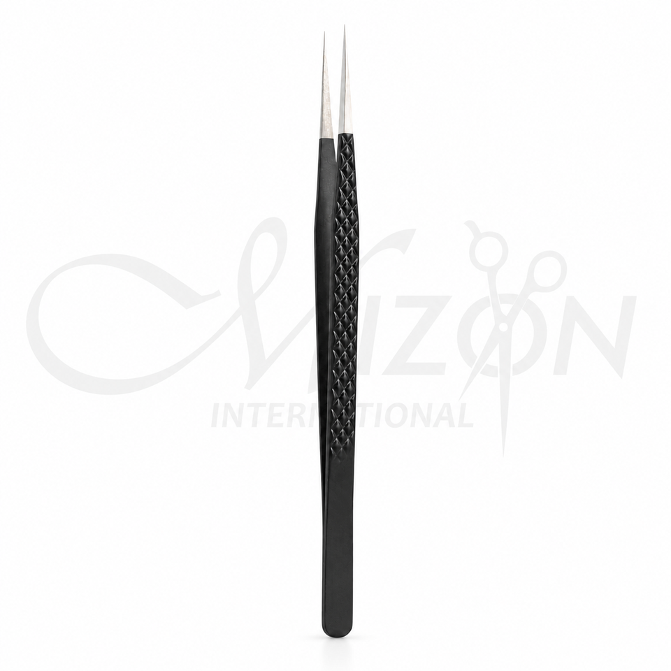 Mizon 12.7cm high precision straight stainless steel lash tweezers with fine tips for eyelash extensions