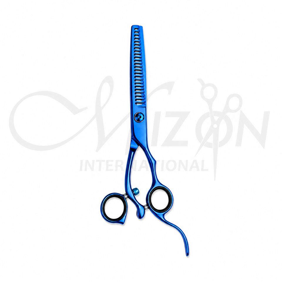 JW TS7 Texturizing Shears 30 Teeth Blue Titanium Professional Hair Thinning Scissors by Mizon International