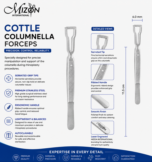 Cottle Columella Forceps – 11.5 cm | Premium Stainless Steel | Rhinoplasty Surgical Instrument