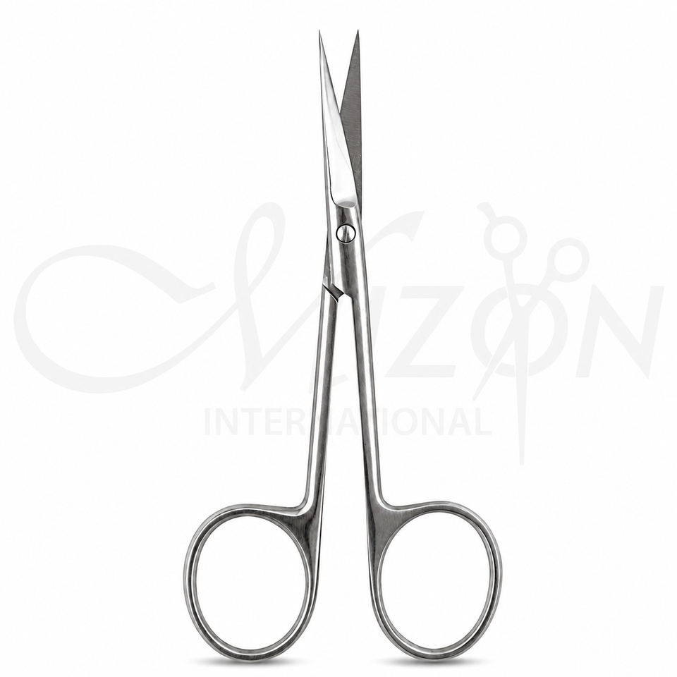 Mizon International Keeler Eye Scissors featuring precision cutting blades, surgical-grade stainless steel construction, ergonomic handling, and professional ophthalmic design.
