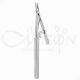 Mizon International Laparoscopic Needle Holder featuring precision needle-gripping design, stainless steel construction, straight and curved configurations, and professional laparoscopic surgical instrument quality.