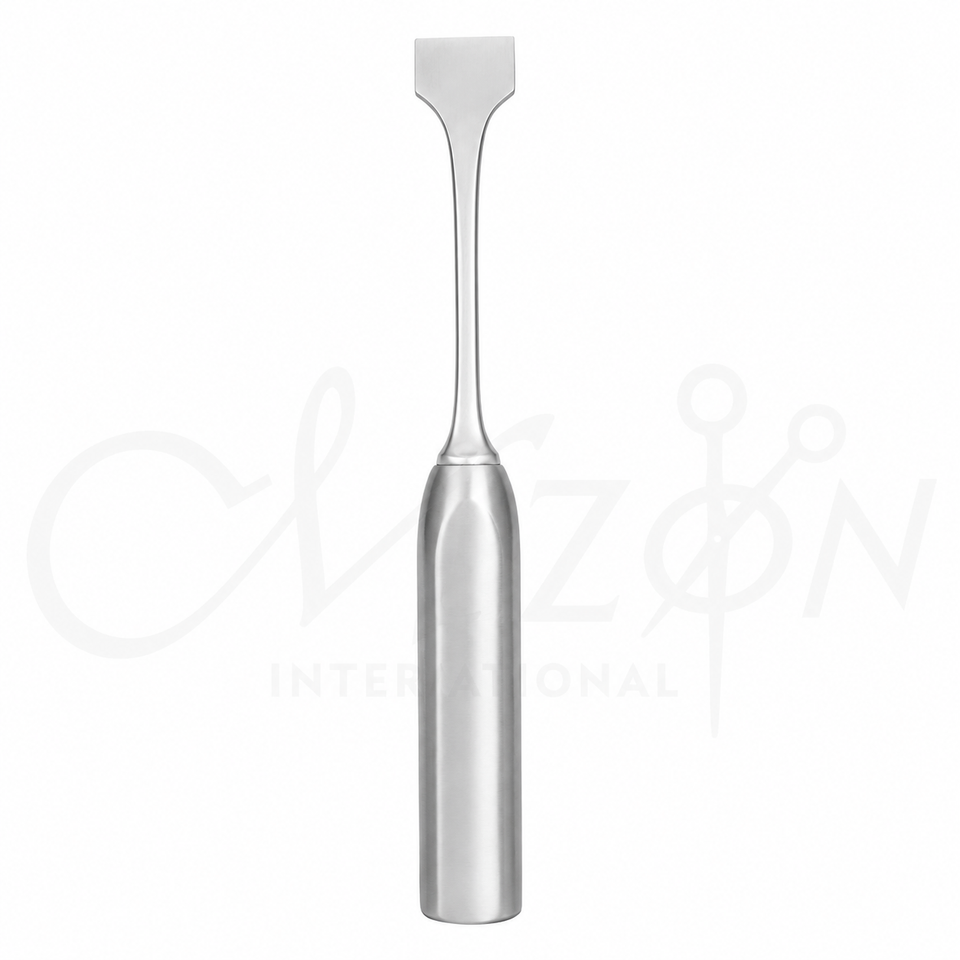 Mizon International Lexer Bone Osteotome featuring a precision bone-cutting edge, surgical-grade stainless steel construction, ergonomic professional design, and reusable construction for controlled orthopedic, trauma, and reconstructive bone procedures.
