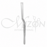 Mizon International 12cm Malis bayonet cup forceps with atraumatic cup tips and textured handle