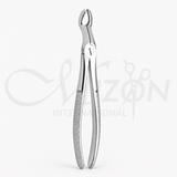 Mizon International maxillary bayonet forceps with serrated beaks and textured stainless steel handles for