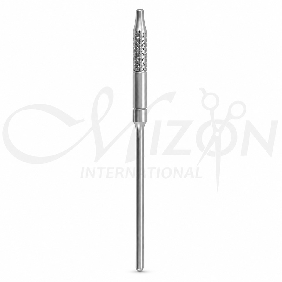 Mizon International 125mm stainless steel microsurgical scalpel handle with textured grip
