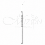 Mizon International Barrett Micro Mushroom Manipulator Angled 45 Degree 120mm with 11mm shaft, 0.4mm round tip and titanium construction
