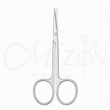 Mizon International Curved Ophthalmic Scissors 10 cm featuring precision curved blades, stainless steel construction, ergonomic ring handles, and compact design for delicate ophthalmic procedures.