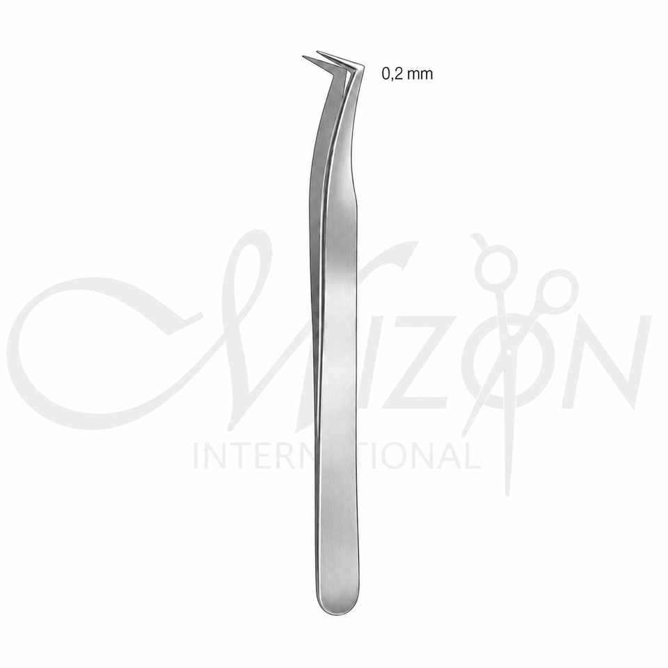 Mizon International Ophthalmic Forceps featuring fine precision tips, surgical-grade stainless steel construction, ergonomic handling, and professional ophthalmic design.