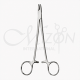 Mizon International Needle Holder 12.5cm featuring precision needle-gripping jaws, surgical-grade stainless steel construction, ergonomic handling, and professional suturing instrument design.