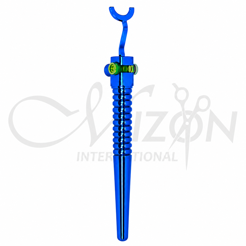 Mizon International blue Osher Neuman six-line radial marker with U-shaped marking head, adjustment screw and textured ergonomic handle