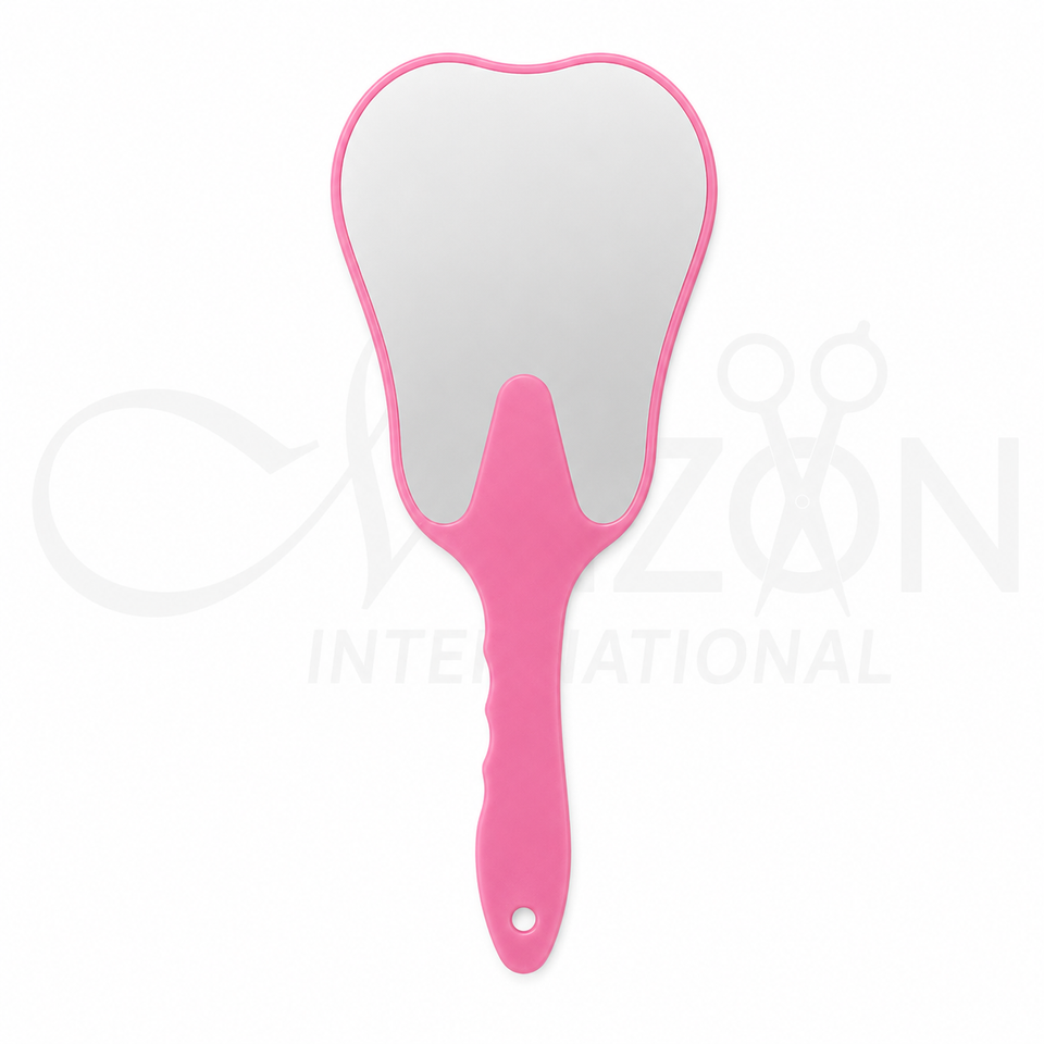 Pink Dental Hand Mirror with Ergonomic Grip for Oral Examination by Mizon International