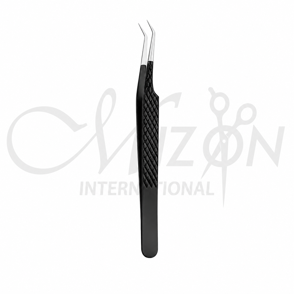 Precision Lash Tweezers 12.5cm Stainless Steel Curved Eyelash Extension Tweezer by Mizon International