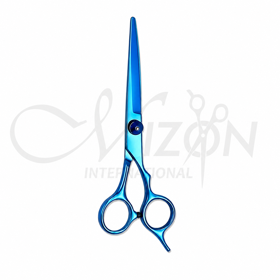 Professional Hair Cutting Scissors Titanium Blue 6.5 Inch Stainless Steel Barber Salon Shears by Mizon International