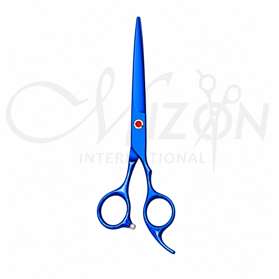 Professional Blue Titanium Hair Cutting Scissors 7 Inch Stainless Steel Barber Shears by Mizon International