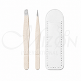 Professional Stainless Steel Mini Eyebrow Tweezer Travel Set with Slant and Pointed Tweezers and Pouch by Mizon International