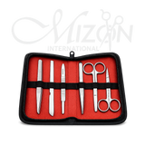 Surgical Beauty Instruments Kit with Carrying Bag Stainless Steel Grooming Tool Set by Mizon International 