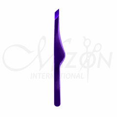 Mizon International Purple Slant Tip Easy Tweezer | Premium Surgical Stainless Steel Professional Beauty Tweezers