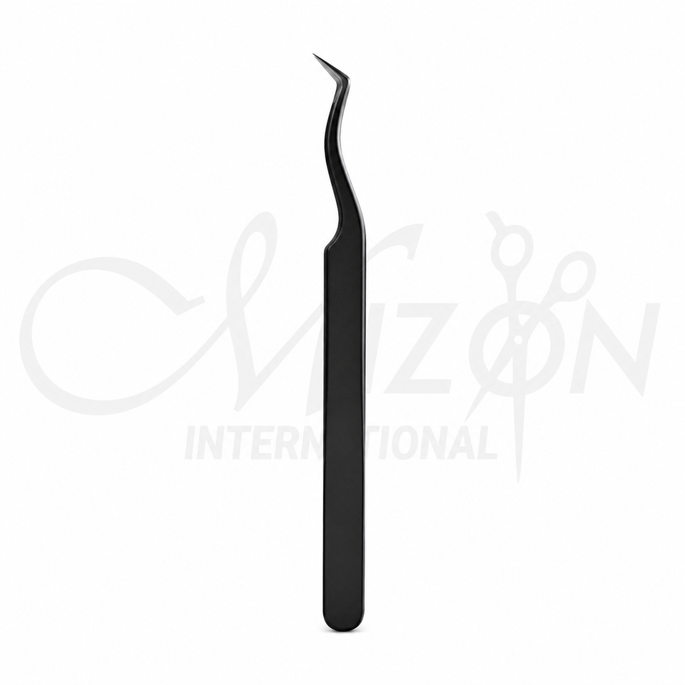 Spot On Lash Tweezers Black Curved Precision Stainless Steel Eyelash Extension Tweezer by Mizon International