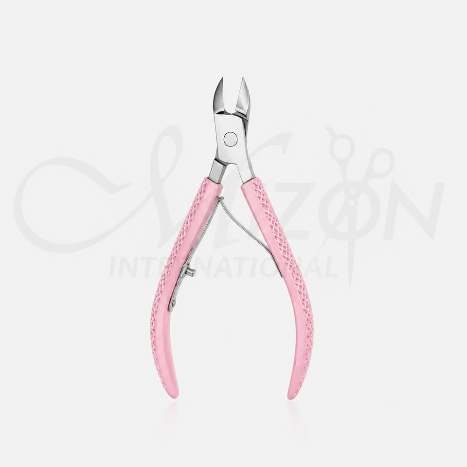 Pink Stainless Steel Cuticle Nipper Professional Nail Care and Manicure Tool by Mizon International