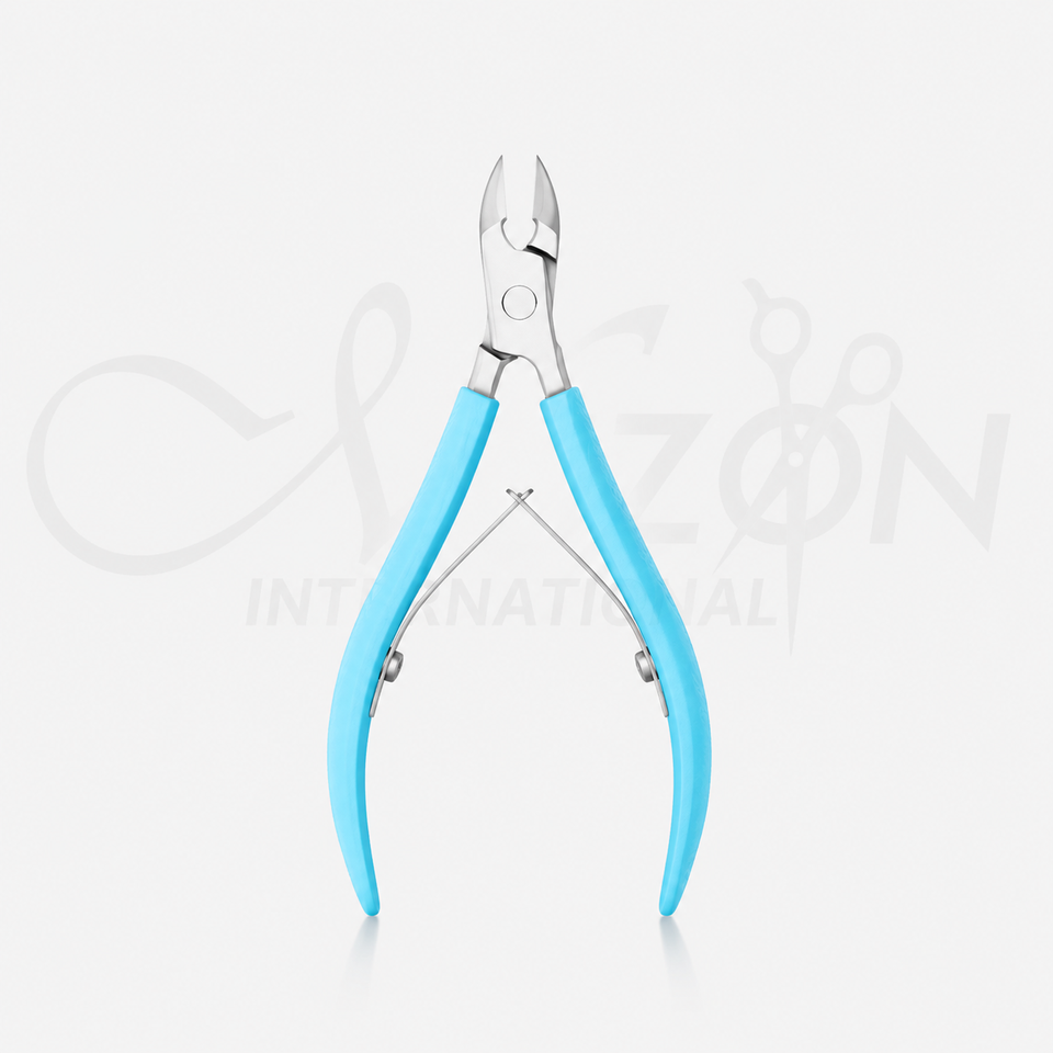 Blue Stainless Steel Cuticle Nipper Nail Cutter Professional Manicure Tool with Grip by Mizon International