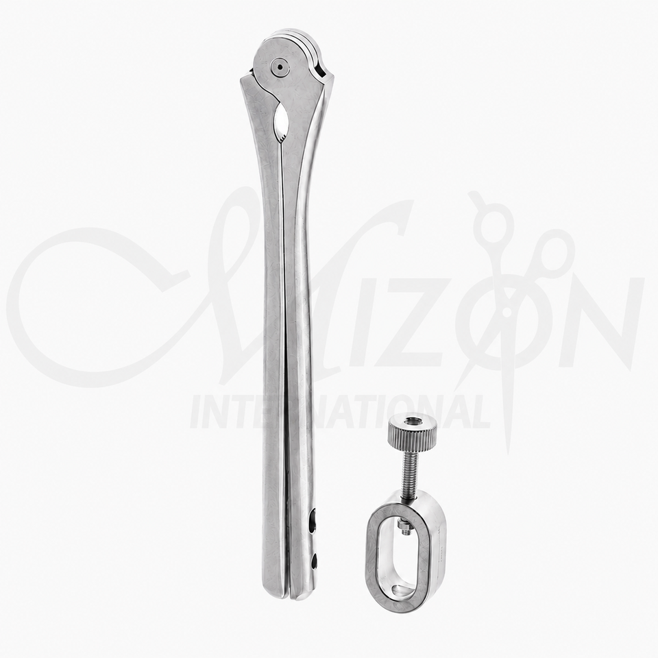 Stone-Watt Intestinal Clamp No. 4 non-crushing stainless steel surgical clamp for atraumatic intestinal occlusion and general surgery by Mizon International.