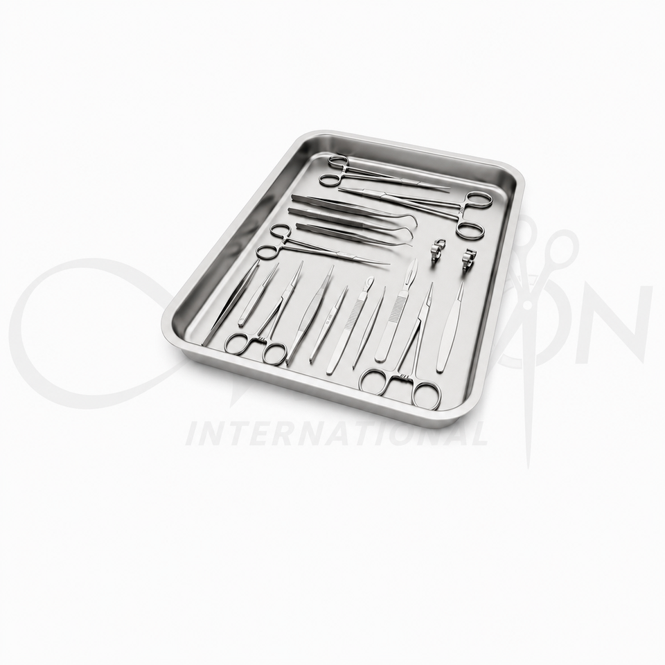 Surgical Surgery Tools Stainless Steel Tray Set 18-Piece Professional Medical Instrument Kit by Mizon International