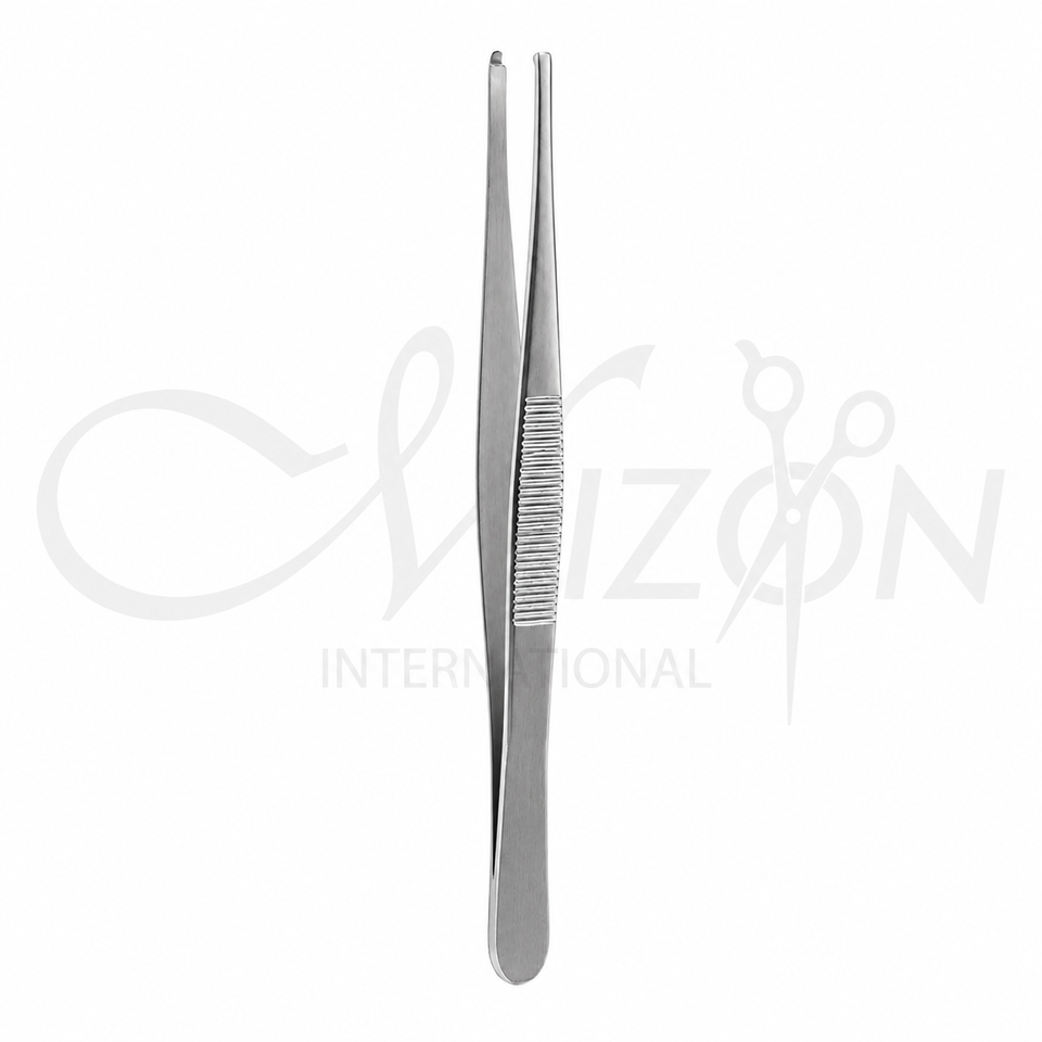 Straight Stainless Steel Dressing Forceps with Serrated Grip for Professional Surgical Use – Mizon International