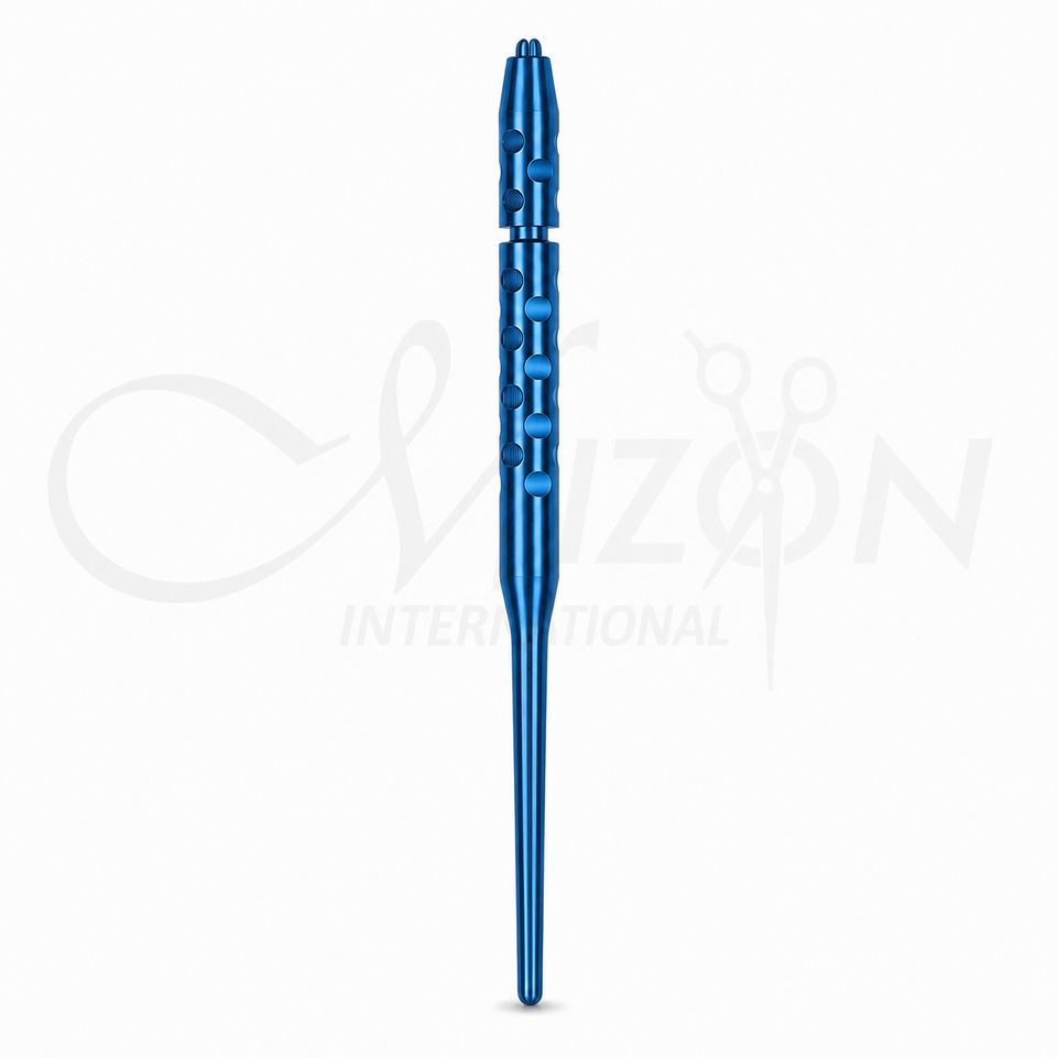 Mizon International blue titanium scalpel blade handle with ergonomic anti-slip textured grip