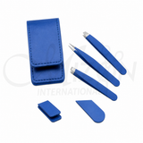 Tweezerman Micro Mini Tweezer Set 4-Piece Stainless Steel Precision Grooming Kit with Travel Case by Mizon International