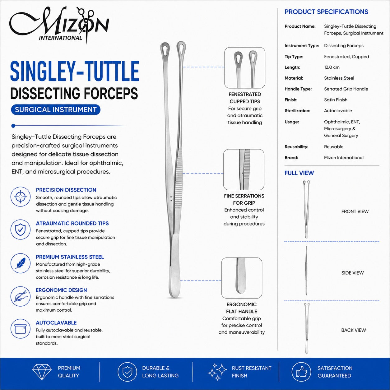 Singley-Tuttle Dissecting Forceps – Premium Stainless Steel Surgical Instrument | Mizon International