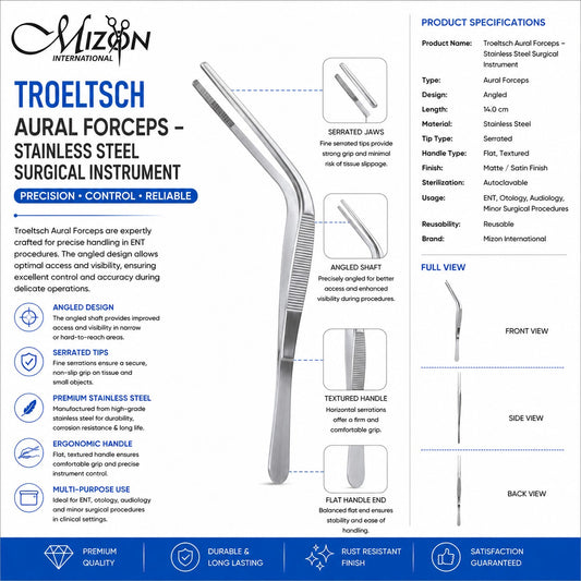 Troeltsch Aural Forceps – Stainless Steel ENT Surgical Instrument | Mizon International