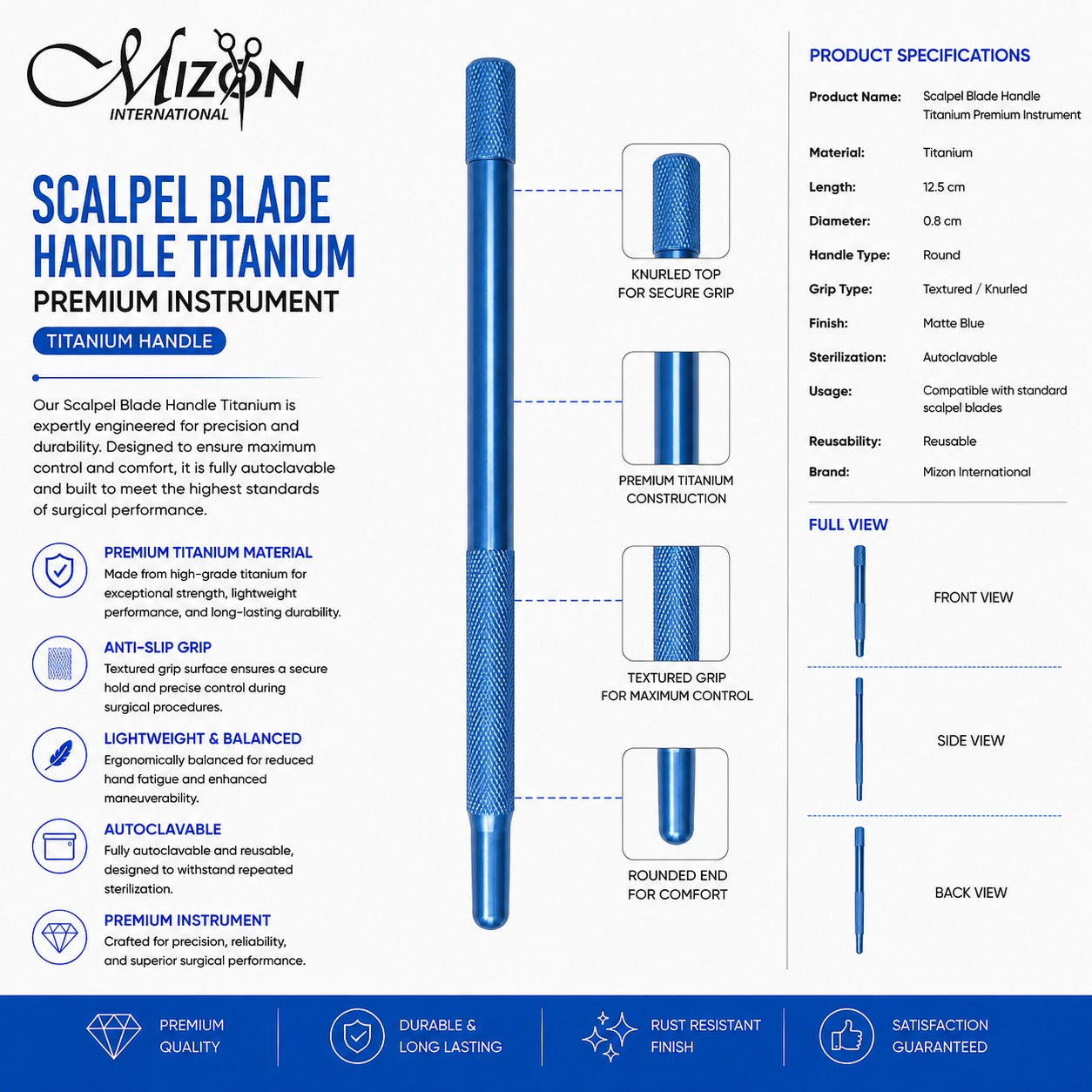 Titanium Scalpel Blade Handle | Premium Surgical Blade Handle | Mizon International