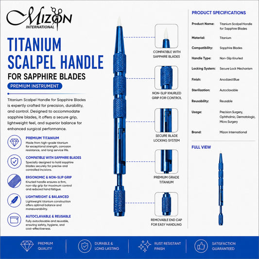 Titanium Scalpel Handle for Sapphire Blades | Premium Microsurgical Handle | Mizon International