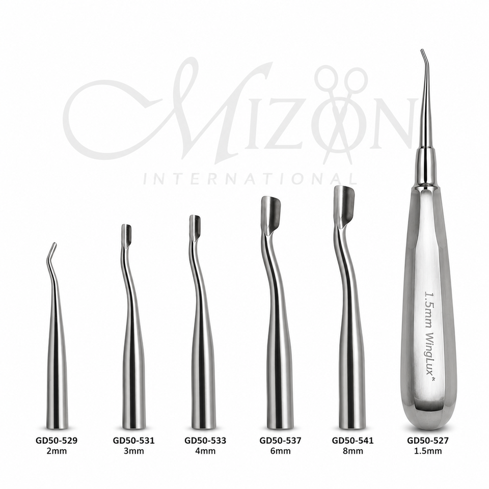 Winged Dental Elevator Set of 6 – Stainless Steel Dental Tooth Extraction Instrument Set by Mizon International