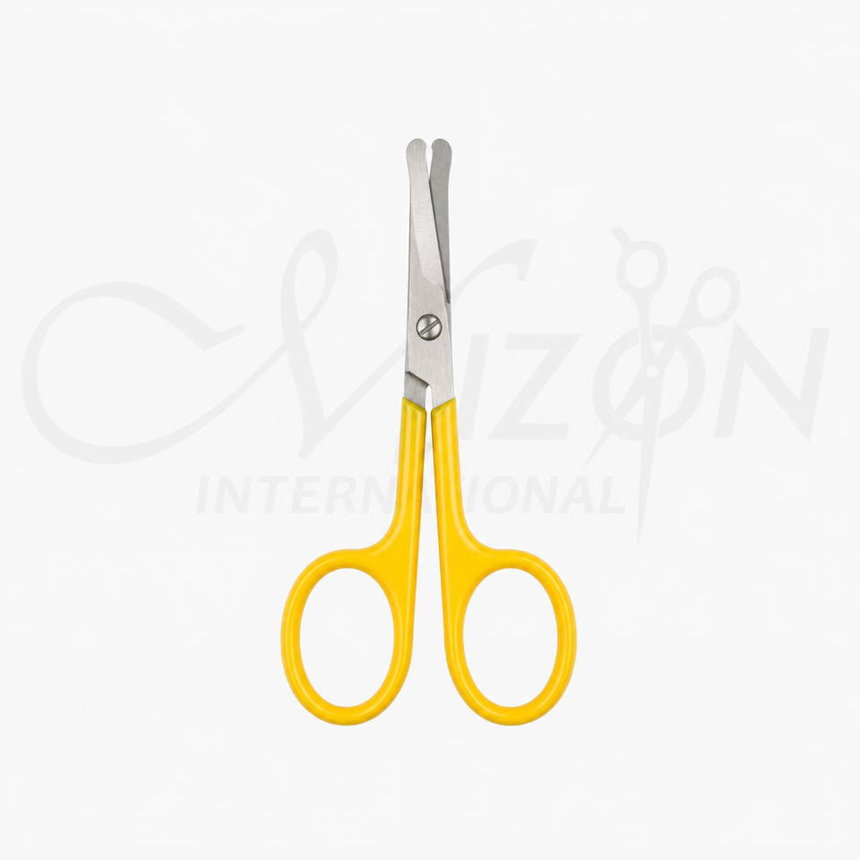 Yellow Baby Nail Scissors Stainless Steel Rounded Safety Tip Infant Nail Cutter by Mizon International