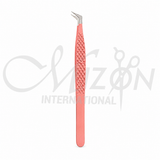Pink Precision Eyelash Tweezers Curved Tip 13.5cm Stainless Steel Lash Extension Tweezer by Mizon International